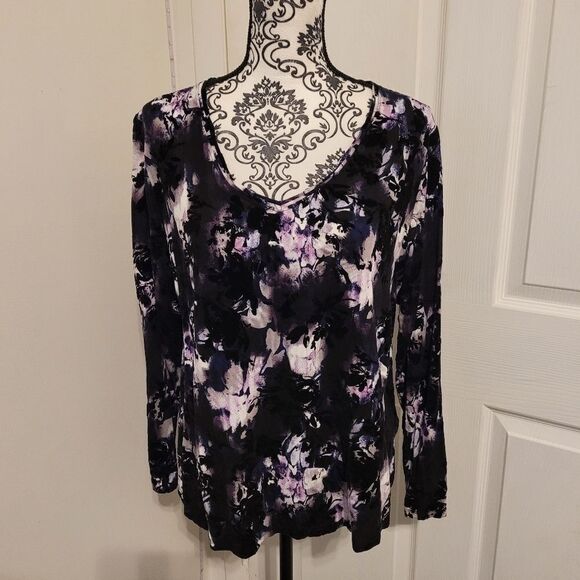 Simply Vera Wang velvet floral top - Picture 1 of 6